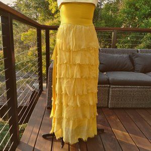 Gold Silk Tier Skirt